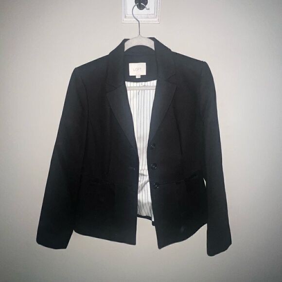 LOFT Black Pleated Blazer - Sz 4 - Picture 3 of 15